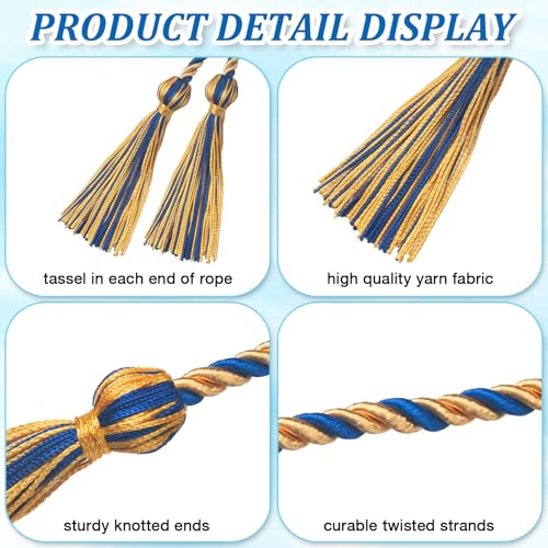 ONUPGO Royal Blue and Gold Graduation Honor Cord 68" Braided Tassel Rope