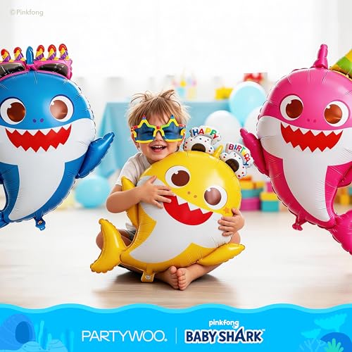 Baby Shark Pink Foil Balloons - 5 Pack for Kids' Birthday Party