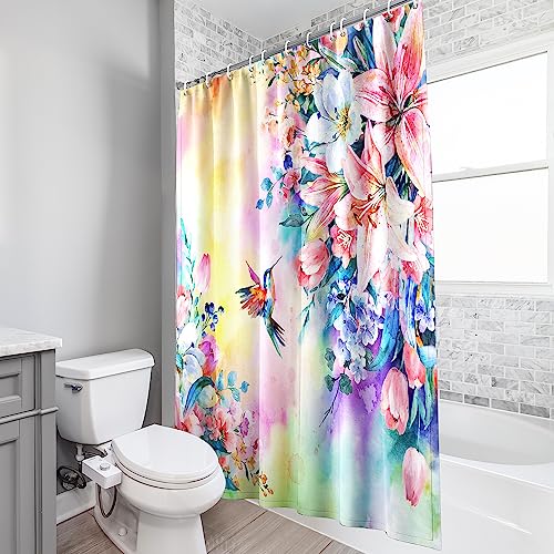 Vimorco Hummingbird Floral Shower Curtain - 72x72 Waterproof Fabric