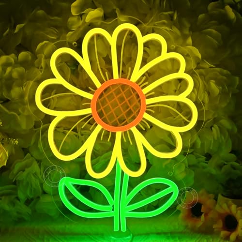 Sunflower LED Neon Light Sign Kids Room Wall Decor - Yellow, Orange, Green