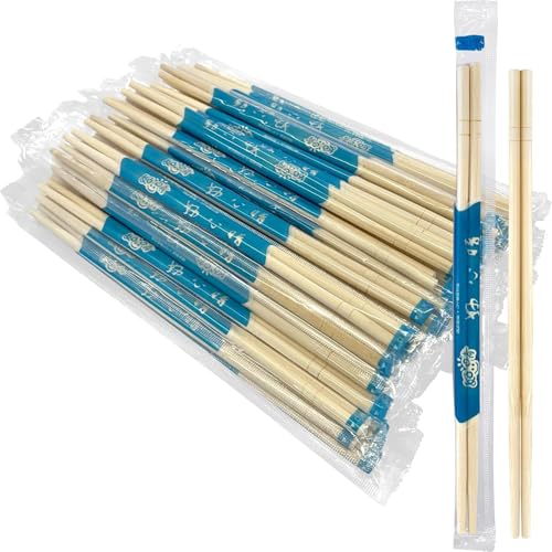 52USA Individually Wrapped Disposable Bamboo Chopsticks, 9-Inch (100 Pairs)
