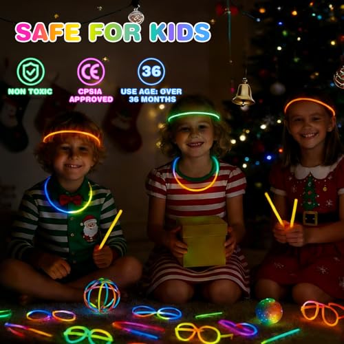 100 Pack 8-Inch Glow Sticks with Connectors - Party Favors