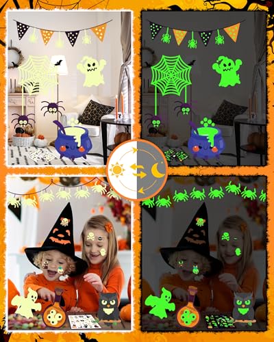 Greingways Luminous Halloween Temporary Tattoos Party Favors for Kids