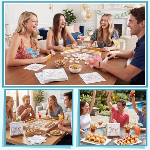 Mahjong Cocktail Napkins - 50 Pack, 6.5'' Mahjong Party Supplies