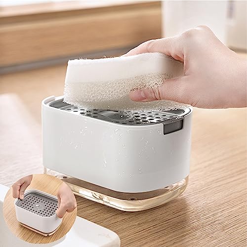 RUFCRIL 10oz Dish Soap Dispenser and Sponge Holder – Black Sink Organizer