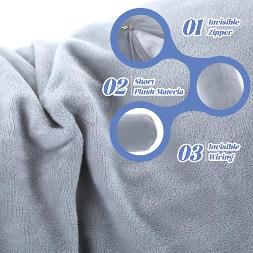 TIESOME Round Body Pillow Cover - 47 Inch Soft Velvet Case with Zipper