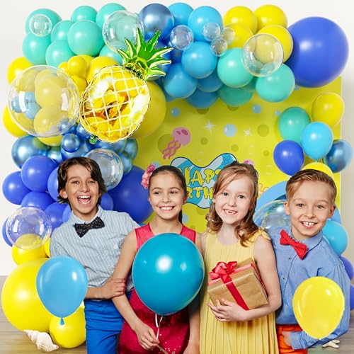 Lazy Time Ocean Cartoon Balloon Arch Kit 101Pcs Yellow Blue Pineapple Party Decor - Sponge Variation