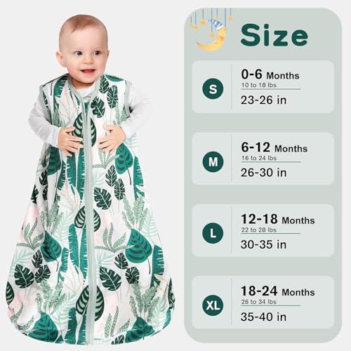 BSTOPPT 3-Pack Baby Sleep Sack, 0-6 Months, 0.3 TOG Lightweight Cotton