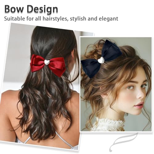 AddLotLot 4 PCS Fabric Bow Hair Clips Black & Red Hair Barrettes