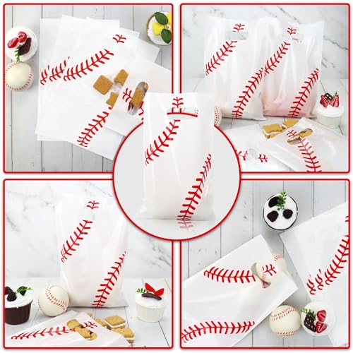 Baseball Goodie Bags 100 Pack Plastic Party Favor Loot Bags for Kids Birthday