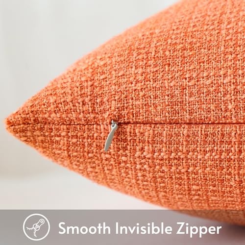 OTOSTAR 4-Pack Linen Decorative Throw Pillow Covers, 12x20 Inch, Orange