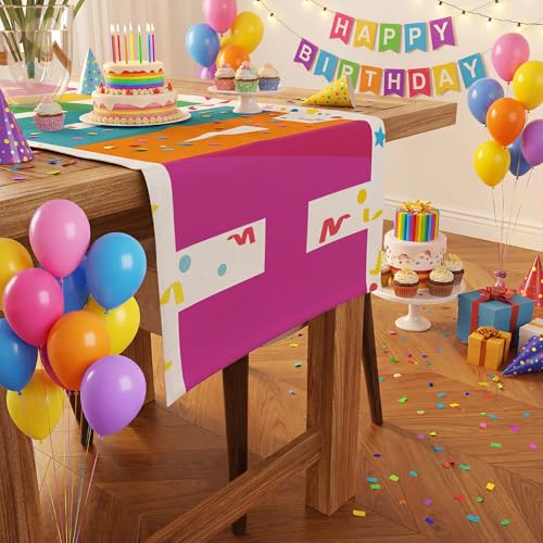 Happy Birthday Table Runner - 100% Polyester Decorations 73x13.8in