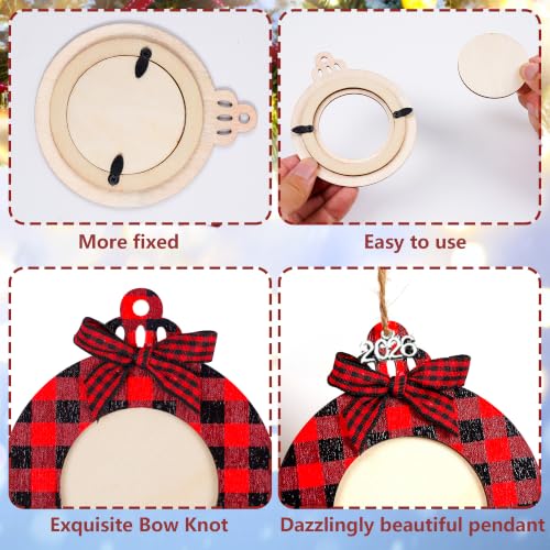 Red Black Buffalo Plaid Photo Frame Ornament for Christmas Tree Decorations - Hanging Pendant Set