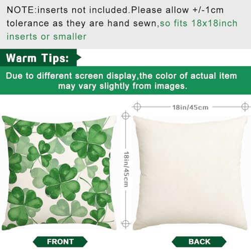 St. Patrick's Day Outdoor Pillow Cover 18x18 - Waterproof Shamrock Design