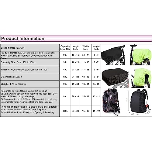 35L Bicycle Rear Rack Rain Cover Bike Trunk Rain Cover Black