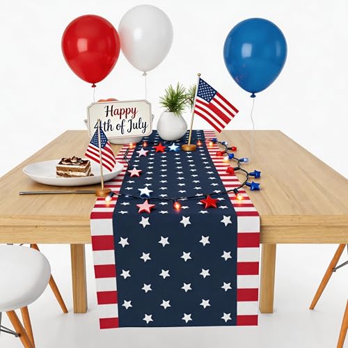 OHOME 250th Anniversary Patriotic Table Runner - USA Stars Decor
