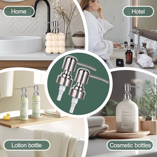 Silver Stainless Steel Soap Dispenser Pump Replacement - 2 PCS