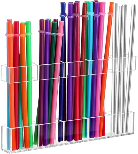 Large Acrylic Straw Holder for Cabinet Door - Space-Saving Organizer