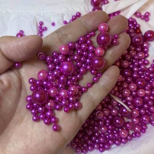 Rose Red No Hole Pearls - 100g Craft Beads for DIY Projects