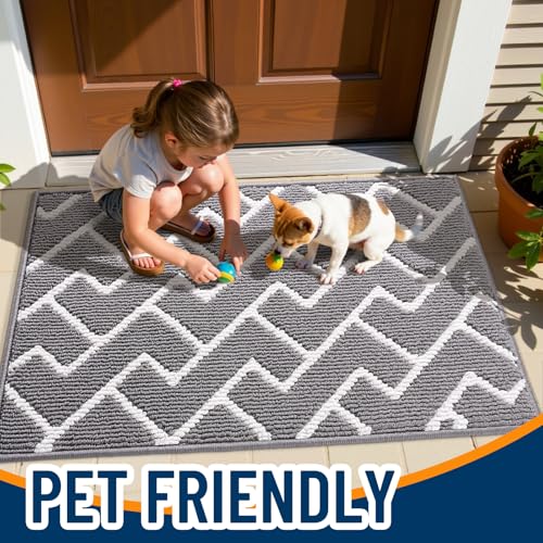 OLANLY Indoor Door Mat - Non-Slip, Dirt Resistant, 32x20, Grey