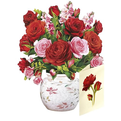 Blooming Roses Mini 3D Pop Up Card – Life-Sized Floral Art Gift