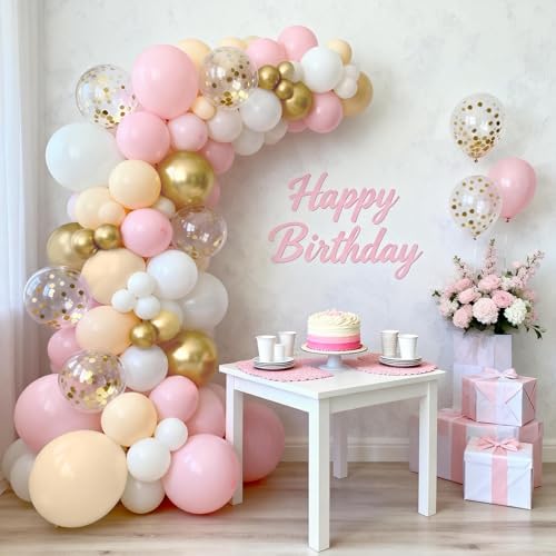 Pink and Gold Balloon Arch Kit - 139 Latex Balloons for Parties