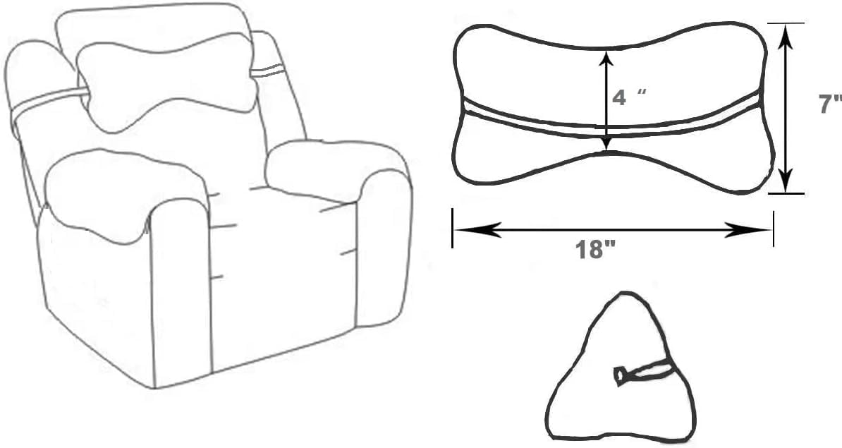 Head Recliner Pillow Adjustable Cotton Headrest Pillows for Recliner Chairs, Pain Relief Neck Support Pillow for Travel Home Sofa Armchair with Zipper Cover (Camel)