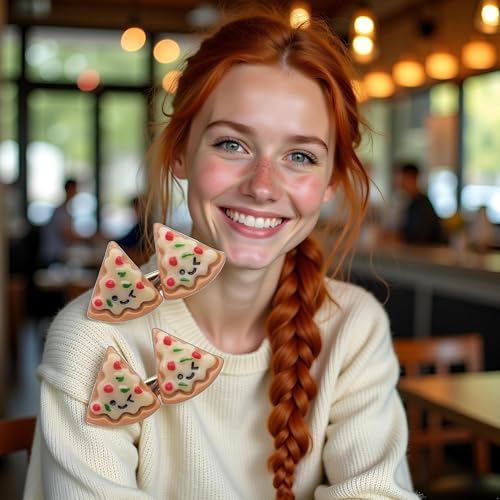 Funny Food Hair Clips 2Pcs Smiley Pizza Duckbill Hairpins