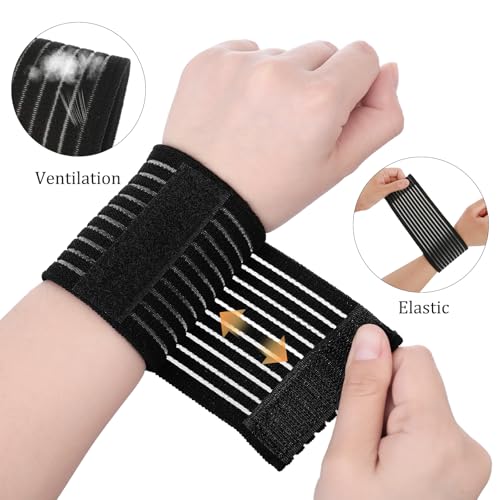8Pcs Elastic Wrist Support Band, Wrap Breathable Wrist Brace, Adjustable Wrist Strap, Hand Brace Wraps Breathable Wristband for Relieves Wrist Pain Arthritis Tendonitis Sports Use