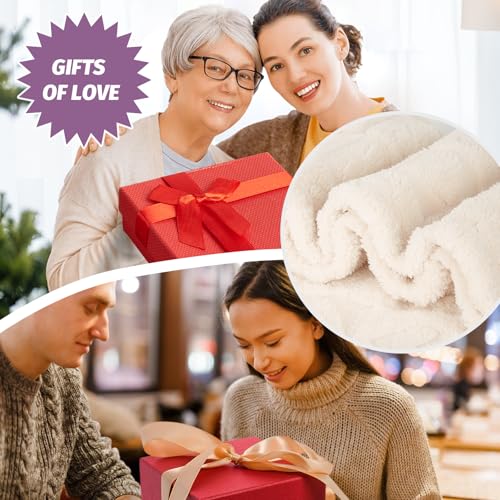 MACEVIA Heart Pattern Throw Blanket, Soft Fuzzy Fleece for Couch, Beige 50x60