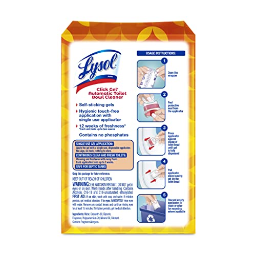 Lysol Click Gel Automatic Toilet Bowl Cleaner, Mango & Hibiscus, 6 Count