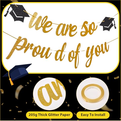 Graduation Banner Set - 3pcs Glitter 'We Are So Proud of You' Decorations