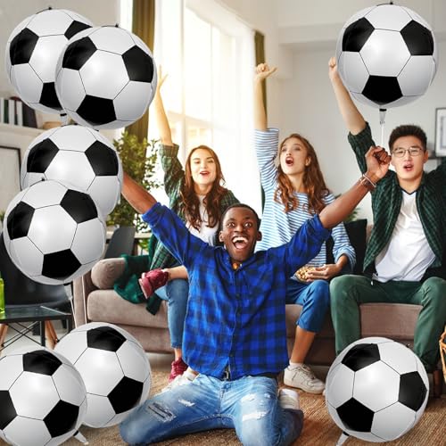 YiYou 8 Pack 22 Inch Soccer Foil Balloons - Realistic Football Mylar Party Decorations (Soccer Variant)