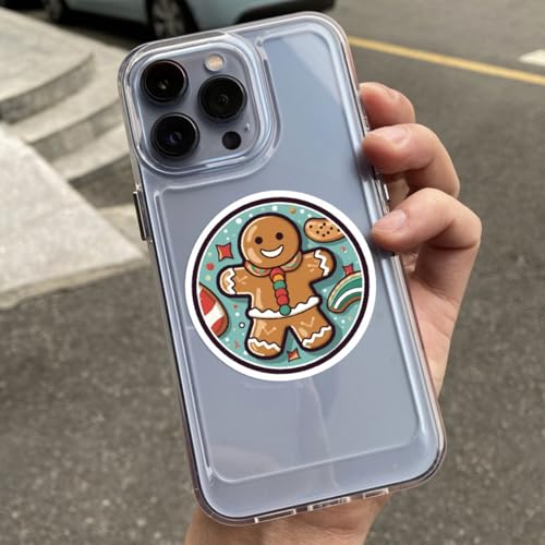 50 Pcs Gingerbread Man Stickers Waterproof Vinyl Holiday Christmas Decals