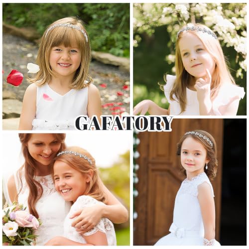 Silver Crystal Flower Girl Headband Rhinestone Hair Accessory