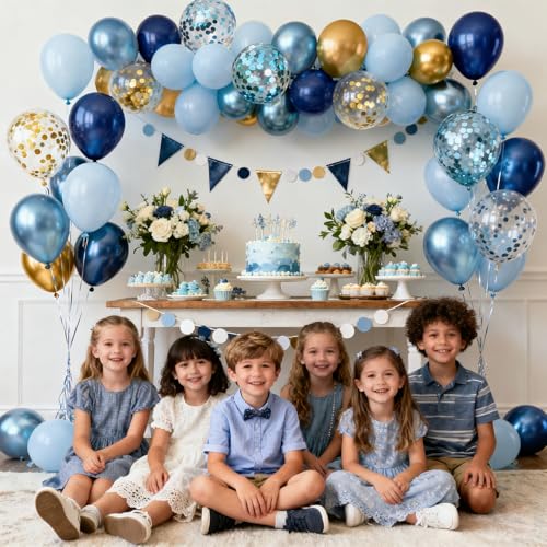 Navy Blue and Gold Balloons - 60 Pack 12 Inch Party Decor