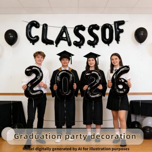 Class of 2026 Graduation Balloons Banner - Metallic Foil Letters