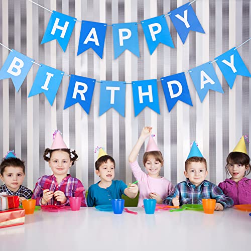 Blue Happy Birthday Banner Bunting Decoration for Kids' Parties