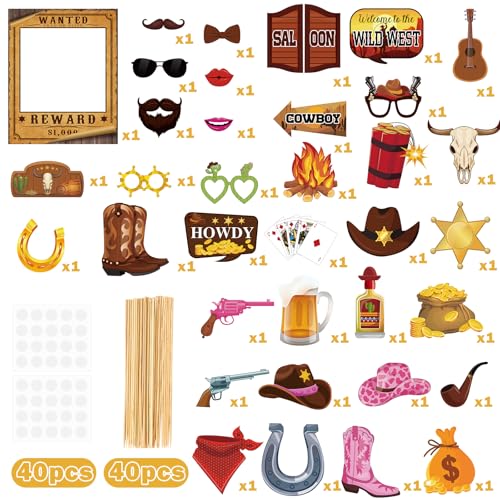 36 Cowboy Photo Booth Props for Western Theme Parties