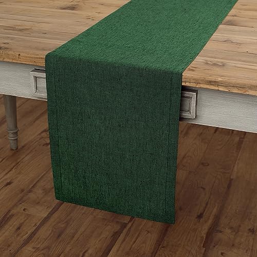 Forest Green Linen Table Runner 120 Inch Long - 14 x 120 in, 100% European Flax