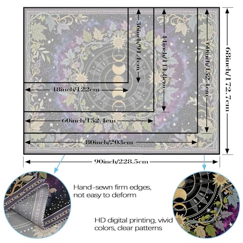 Boho Moon Phase Tapestry - Cosmic Purple 48" x 36" Decor