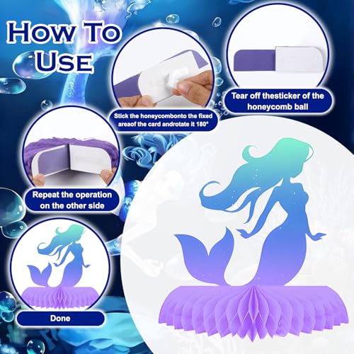 9 PCS Mermaid Honeycomb Centerpieces for Birthday Party Decorations