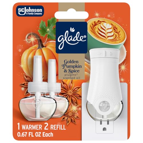 Glade PlugIns Air Freshener Starter Kit - Golden Pumpkin & Spice, 1 Warmer
