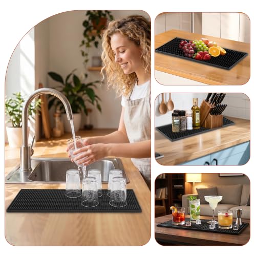 Non-Slip PVC Bar Mat - 12" x 6" Coffee Station & Cocktail Runner (2 Pack)
