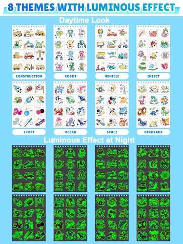 Partywind Glow & Glitter Temporary Tattoos Book for Kids - 192 Styles