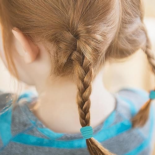 ROTDAM 100PCS Soft Cotton Mini Hair Ties - Seamless Rainbow Toddler Hair Bands