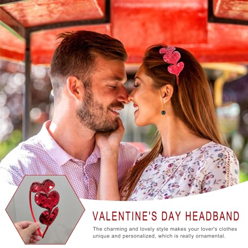 Valentine Glitter Heart Headband Red Non-Slip Hair Accessory