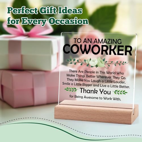 Dabihu Acrylic Appreciation Plaque with Wooden Stand Desk Decor