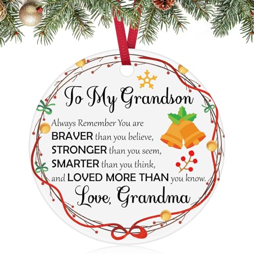 Ceramic Christmas Ornament Gift for Grandson from Grandma
