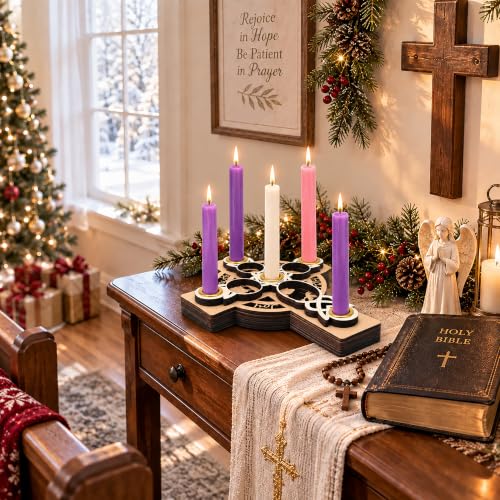 10x8 Inch Wooden Nativity Cross Candle Holder Advent Wreath B Style 1 Pcs